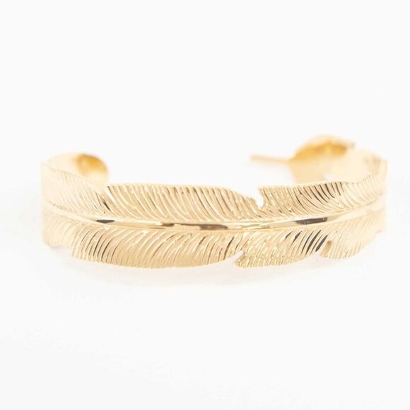 Feather Cuff Bangle Bracelet in Gold - Picture 4 of 12